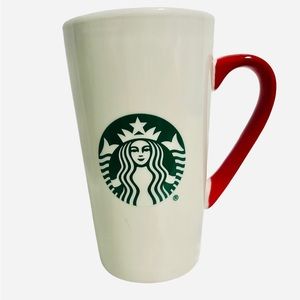 2020 Starbucks Coffee Mug Holiday Limited Edition Tall 16oz White Mug Red Handle